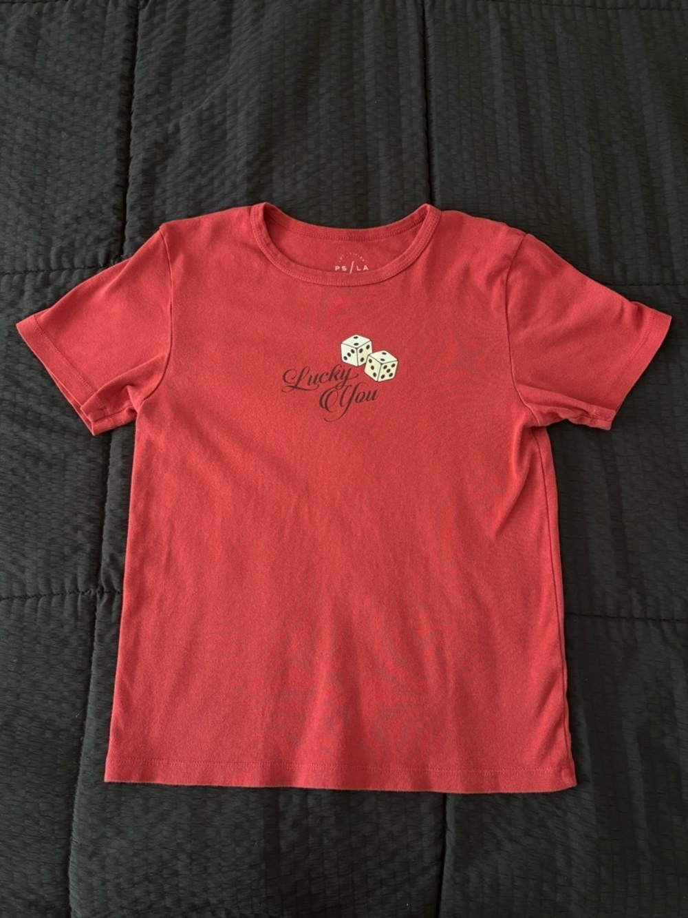 PacSun Women’s 'Lucky You' Short Sleeve Tee with Dice Graphic Size Medium